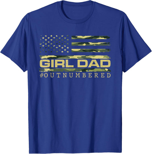 Girl Camo Dad American USA Flag Dad of Girls 4th of July T-Shirt - T-Shirt | Royal
