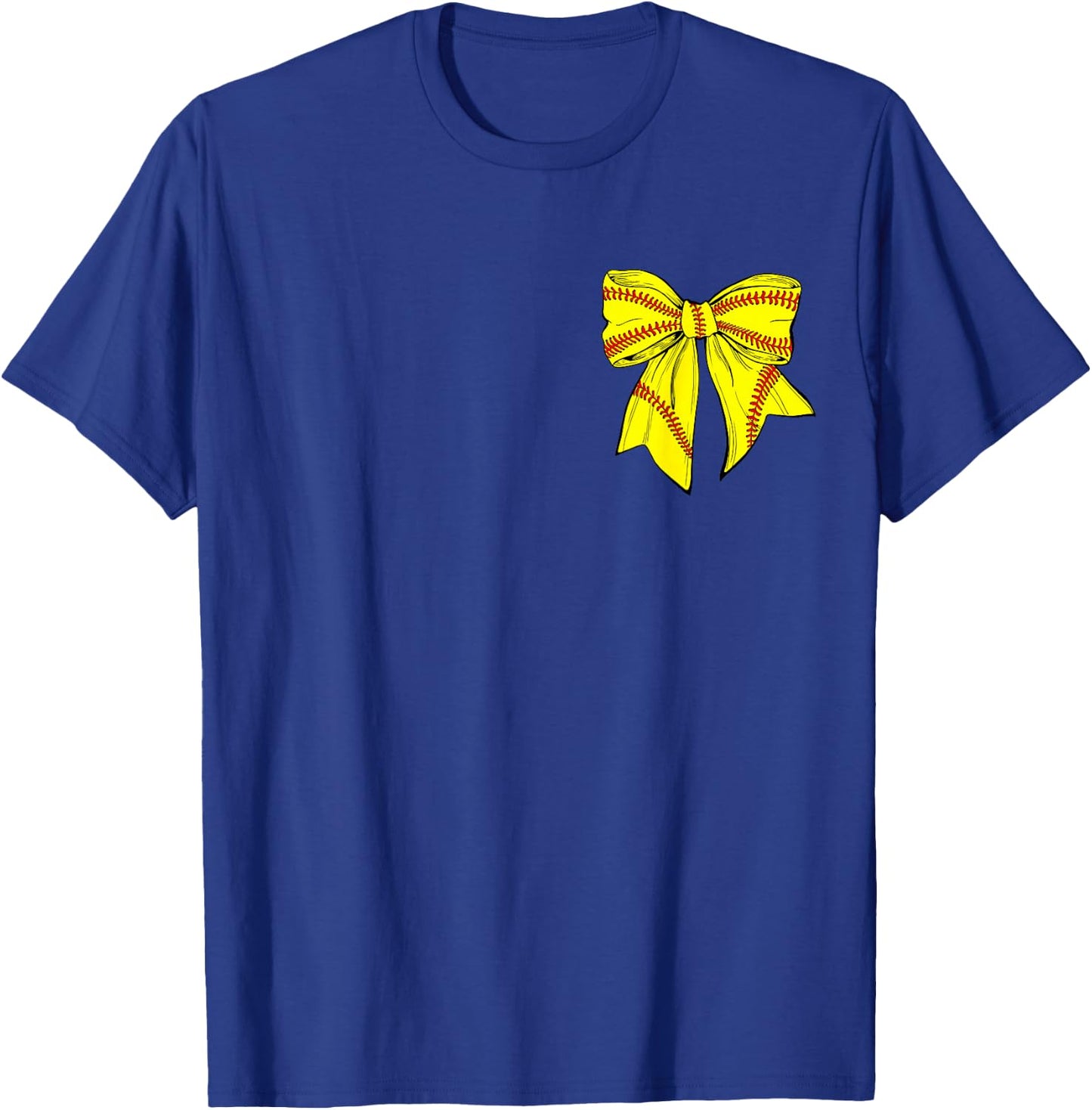 Softball Bow Game Day Coquette Women Front and Back Print T-Shirt - T-Shirt | Royal