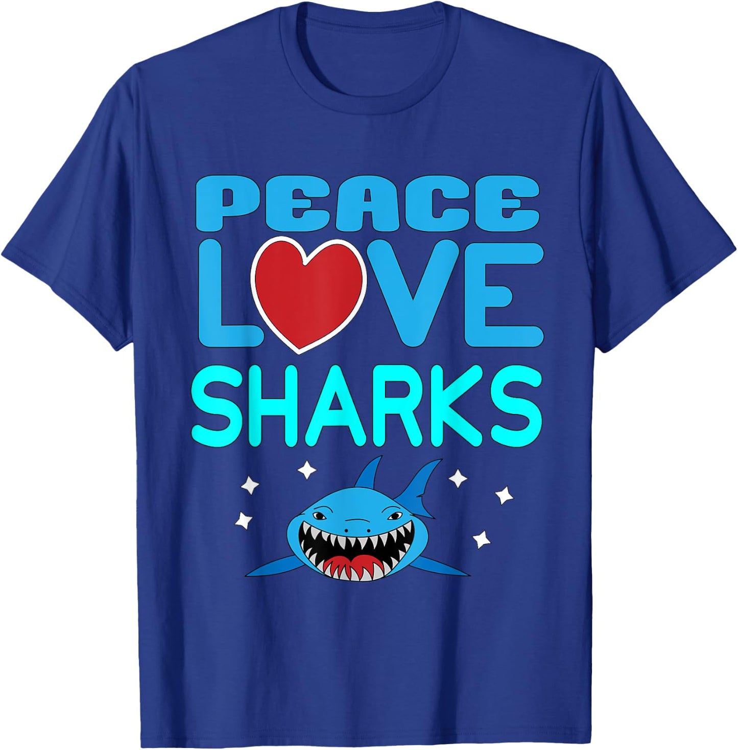 Peace Love Sharks Sea Creatures Dangerous Hammerhead Shark T-Shirt - T-Shirt | Royal