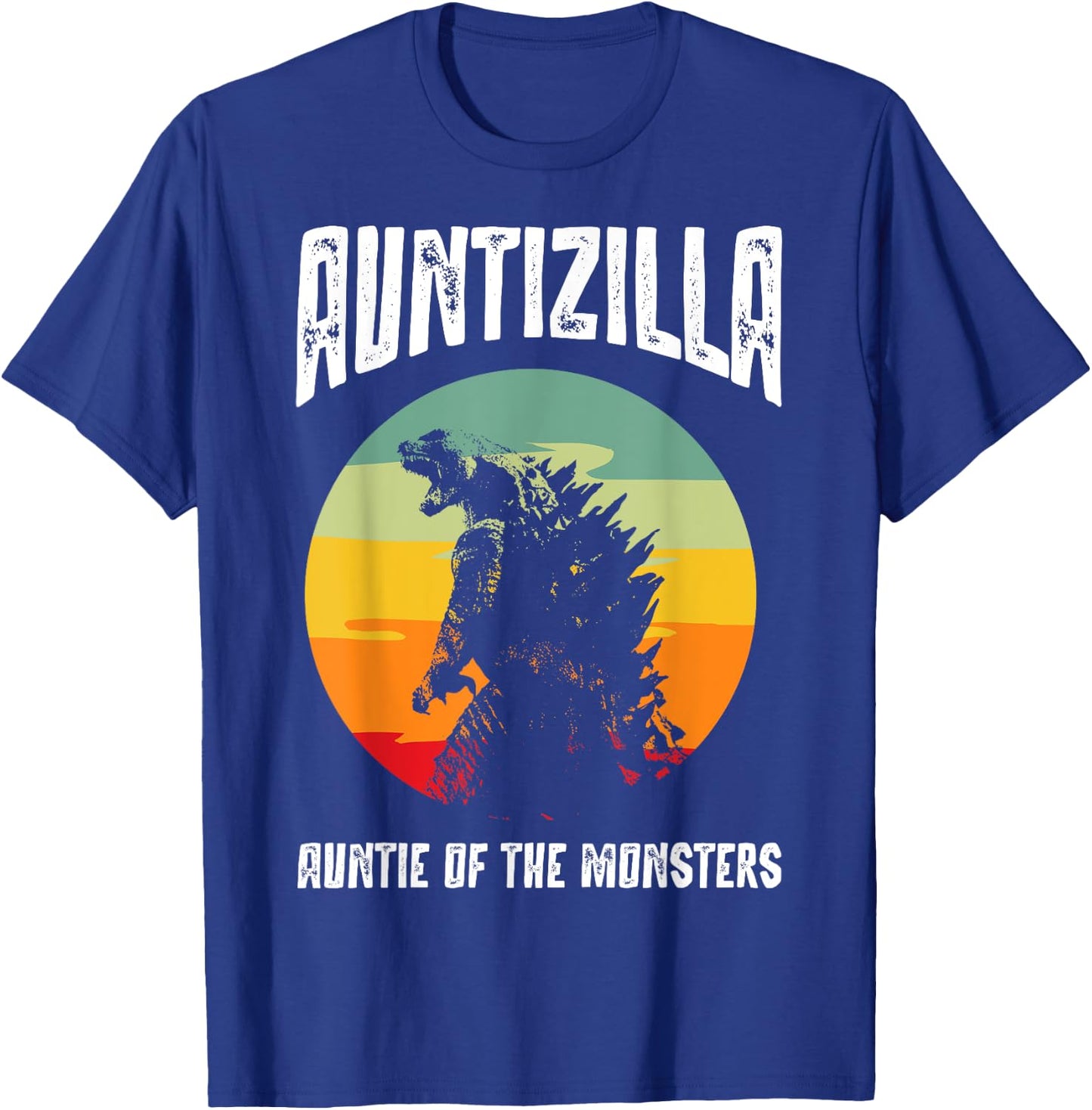 Auntzilla Aunt Of The Monsters Retro Vintage Sunset T-Shirt - T-Shirt | Royal