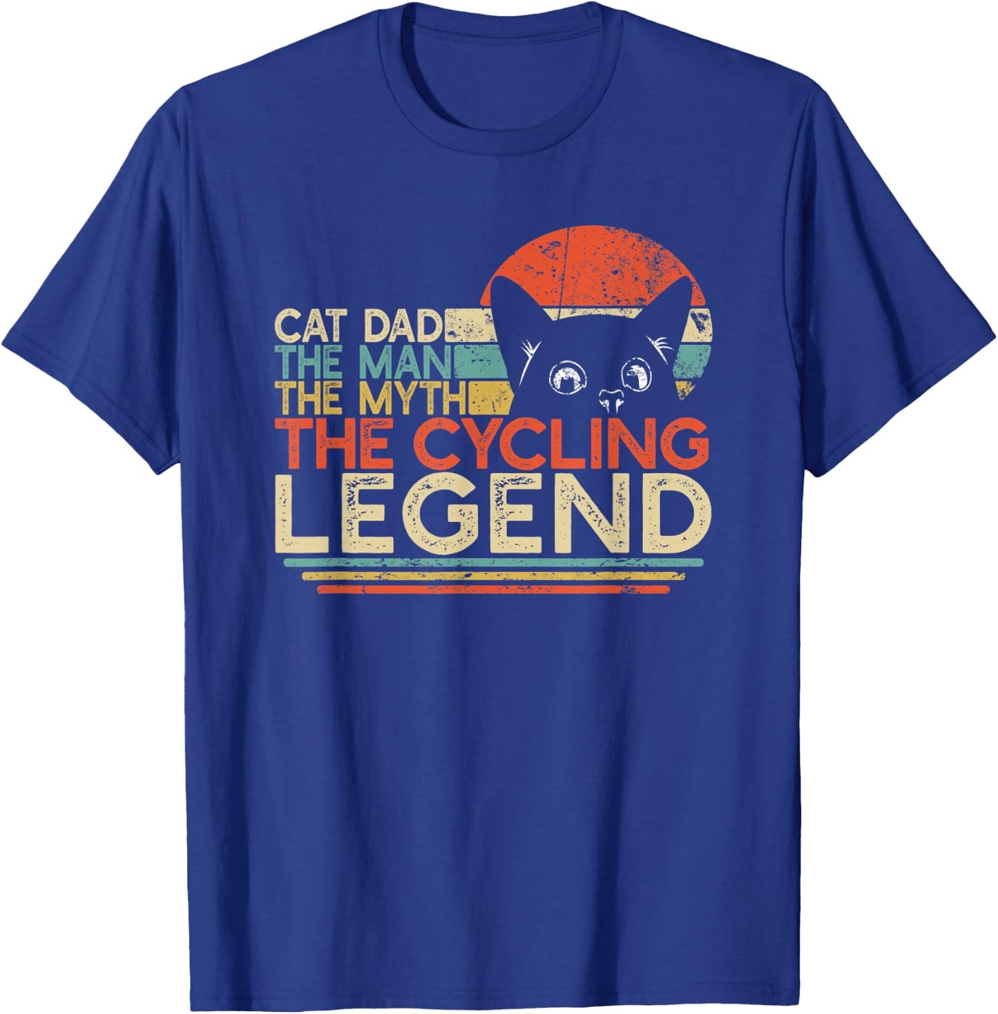 Bike Cyclist Gift | Cat Dad Man Myth Cycling Legend T-Shirt - T-Shirt | Royal