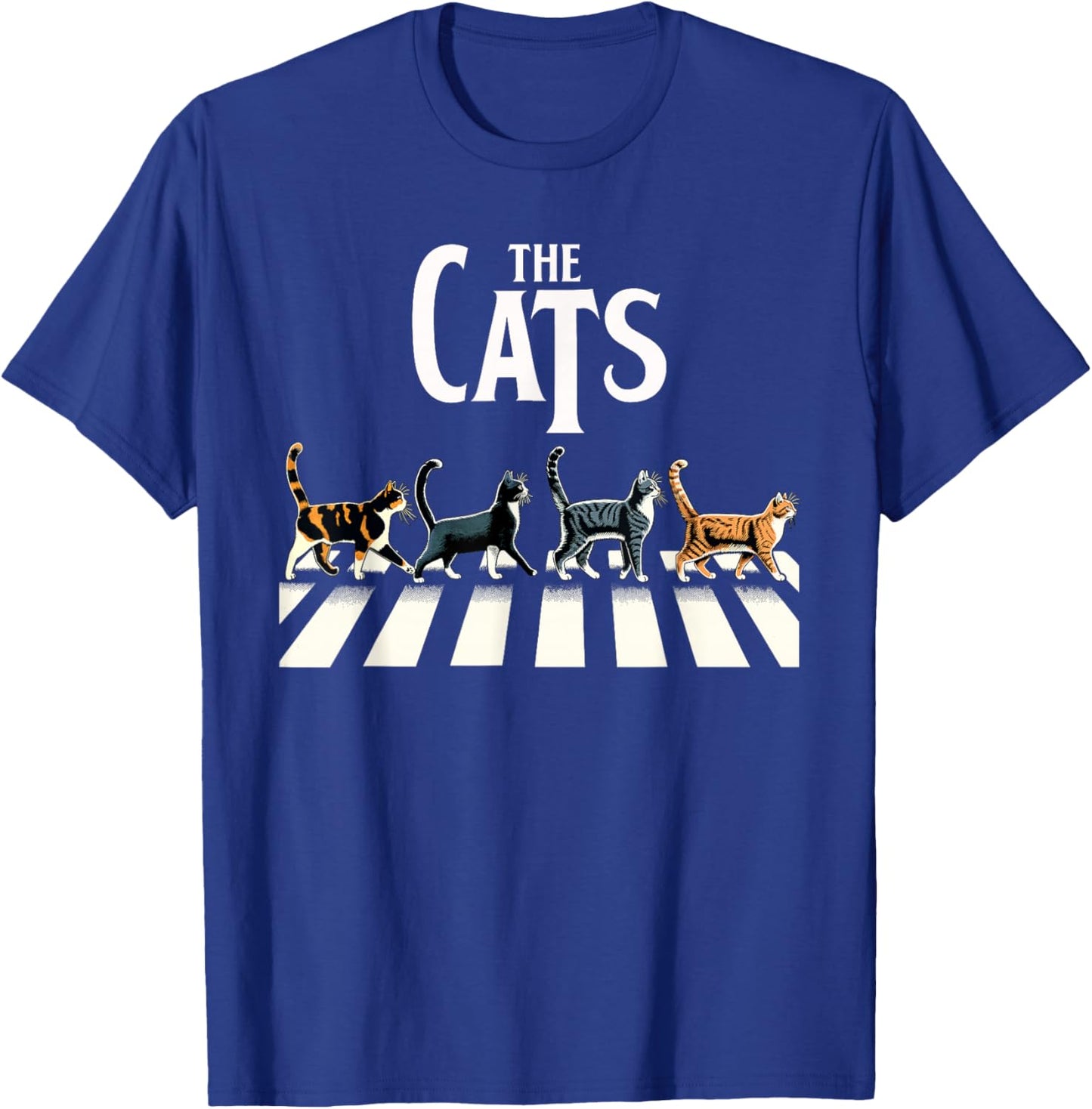 Retro Cat Rock Music Gift Men Kids Women Funny Cat T-Shirt - T-Shirt | Royal