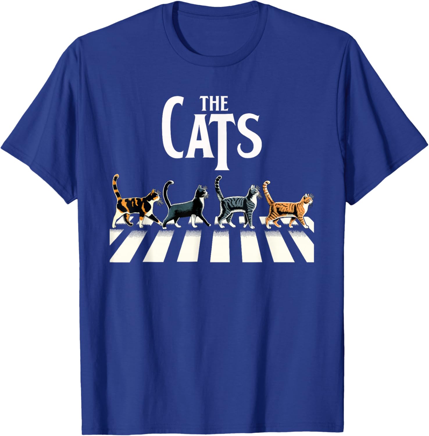 Retro Cat Rock Music Gift Men Kids Women Funny Cat T-Shirt - T-Shirt | Royal