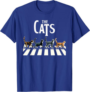 Retro Cat Rock Music Gift Men Kids Women Funny Cat T-Shirt - T-Shirt | Royal