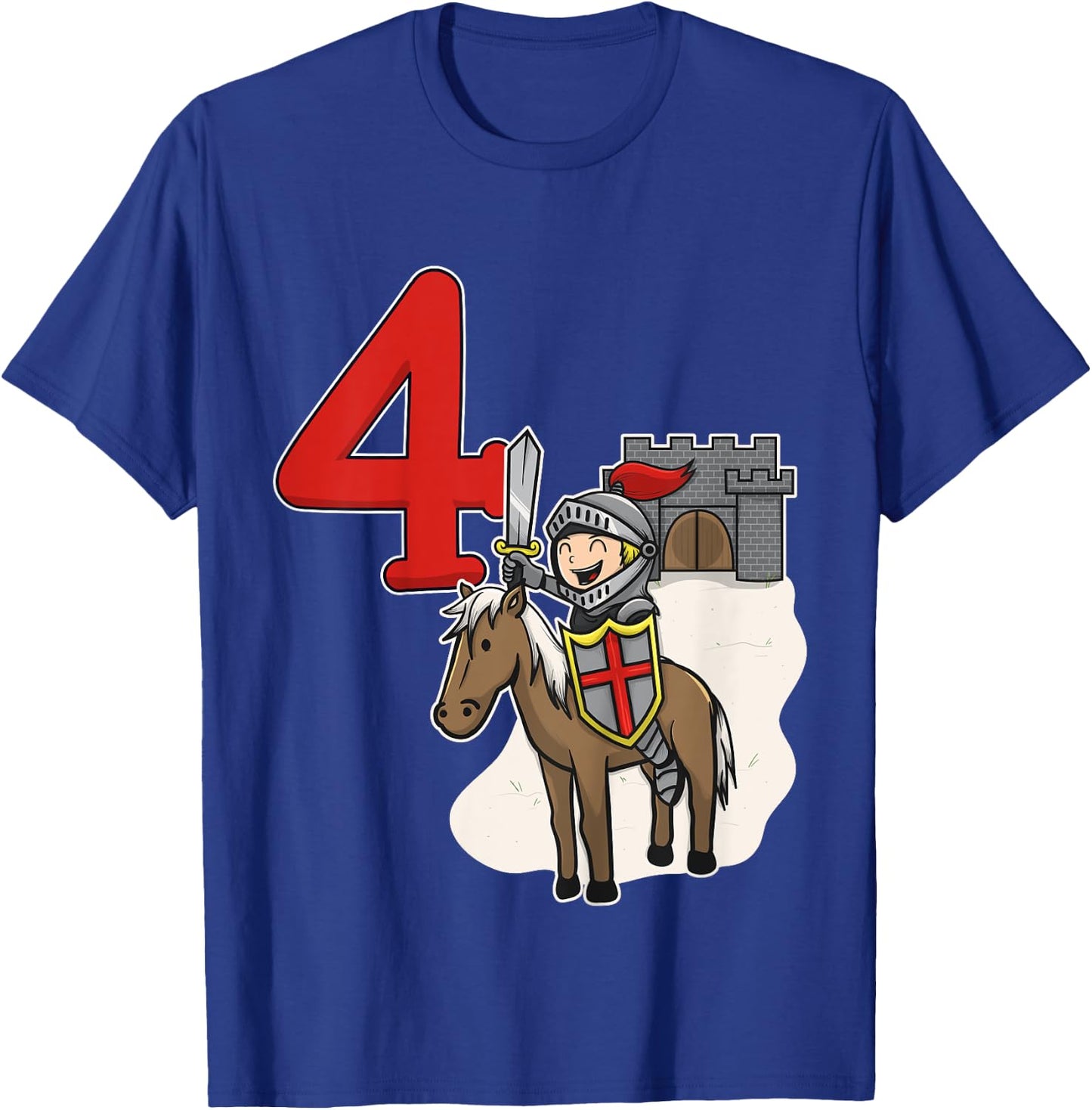 Knight 4th Birthday - Castle and Number 4 Shirt T-Shirt - T-Shirt | Royal