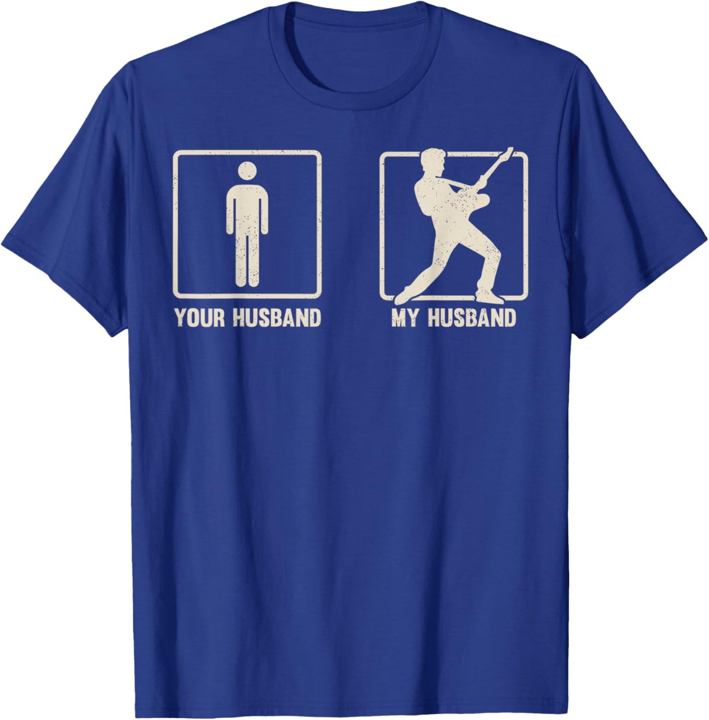 Vintage My Husband Plays Guitar Music Lover T-Shirt - T-Shirt | Royal