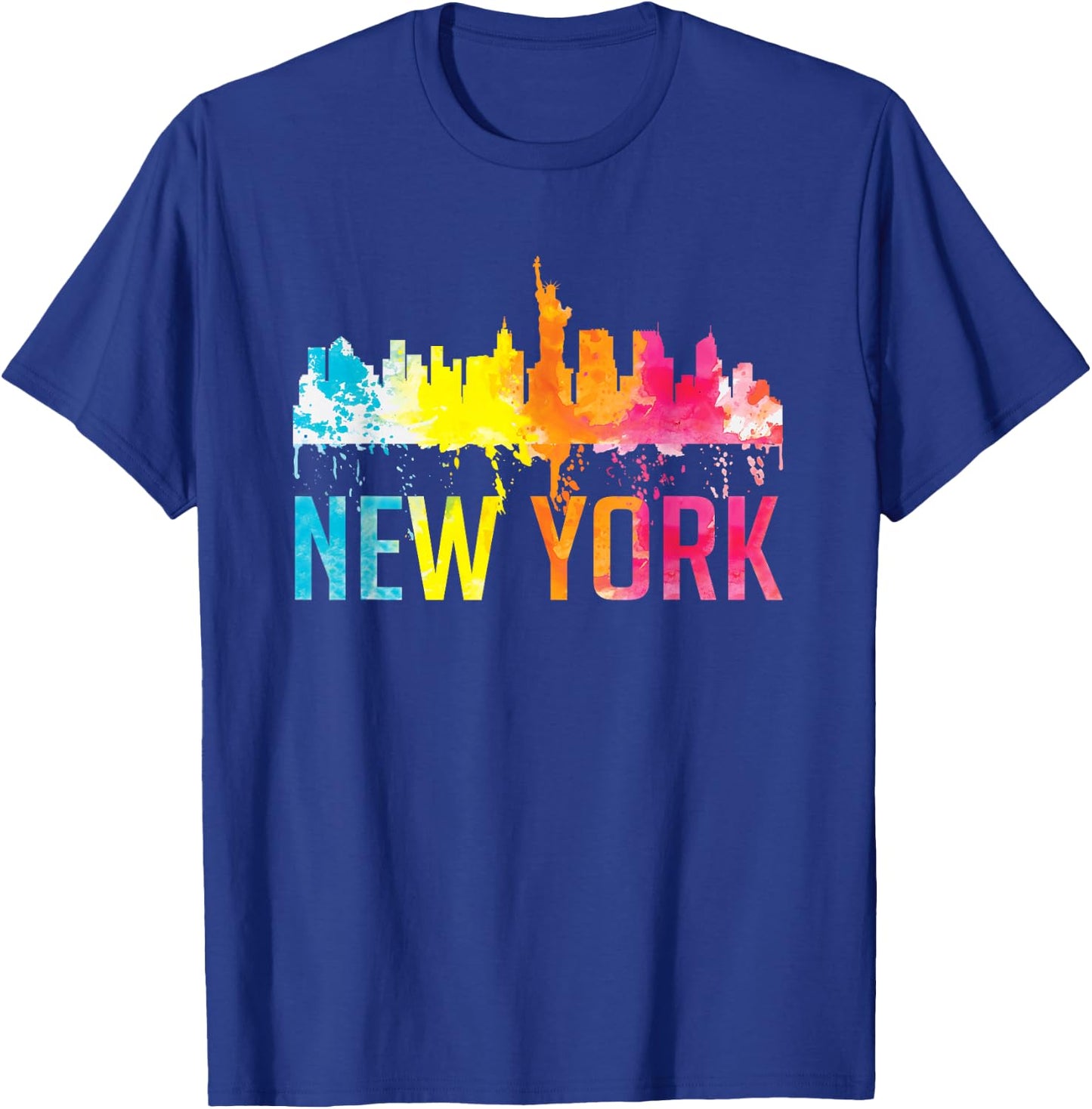 New York City NYC Watercolour Art Big Apple Skyline Souvenir T-Shirt - T-Shirt | Royal