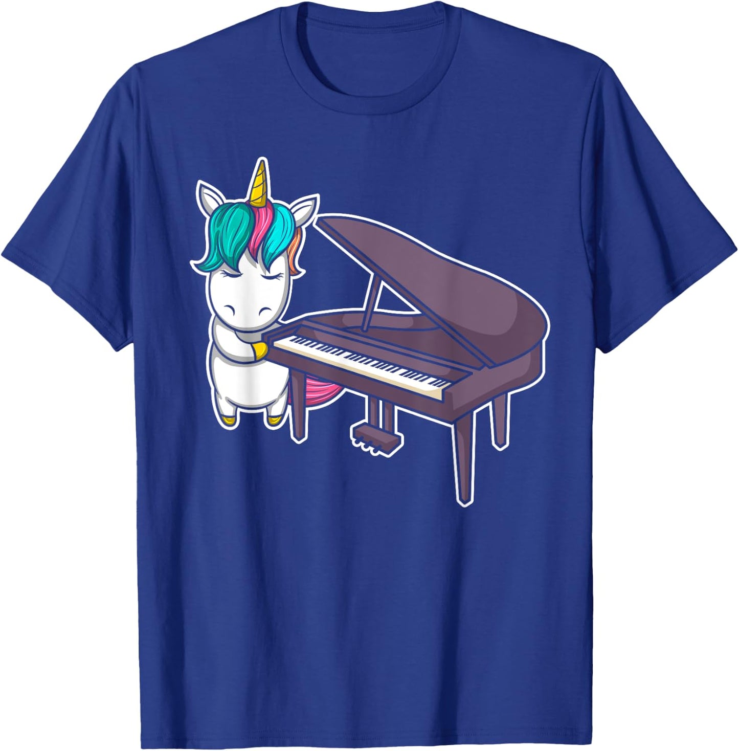Cute Grand Piano Player Pianist Musician I Unicorn T-Shirt - T-Shirt | Royal