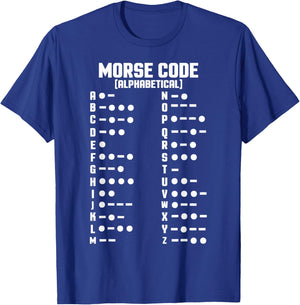 Morse Alphabet Code Chart Letters & Numbers Translator T-Shirt - T-Shirt | Royal