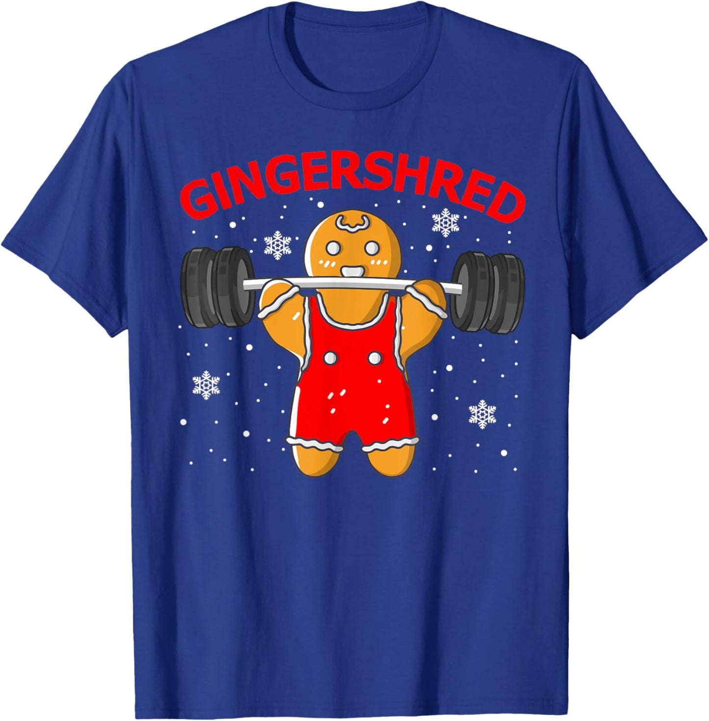 Funny Gingershred Gingerbread Man Gym Squad Xmas Holiday T-Shirt - T-Shirt | Royal