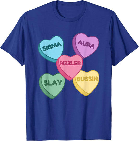 Valentine's Day Shirt Rizzler Candy Heart Middle School T-Shirt - T-Shirt | Royal