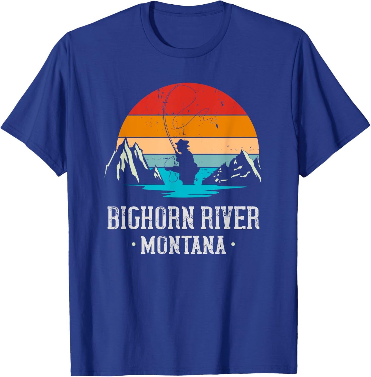 Fly Fishing Bighorn River Montana T-Shirt - T-Shirt | Royal