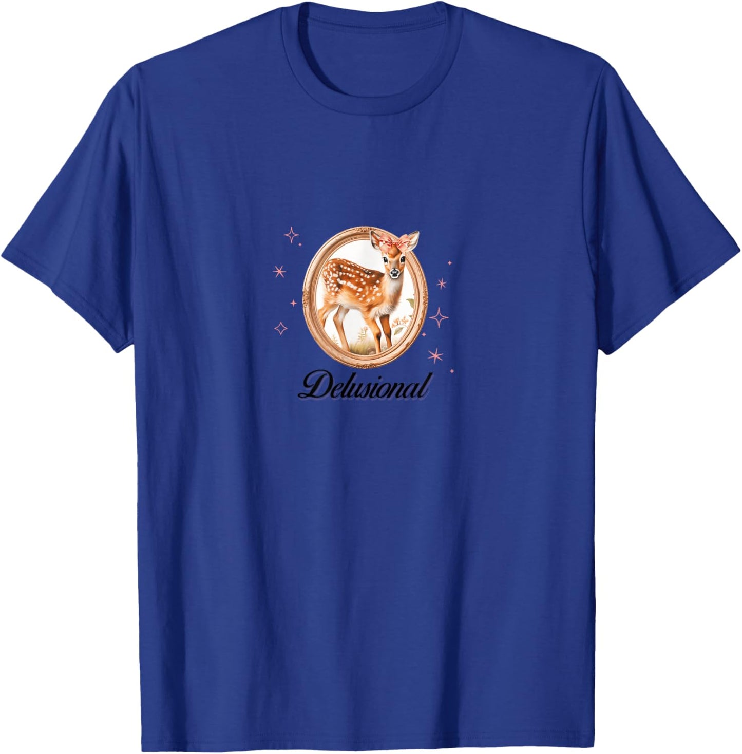 Delusional Coquette Deer Pink Bow Ribbon Y2K Aesthetic T-Shirt - T-Shirt | Royal