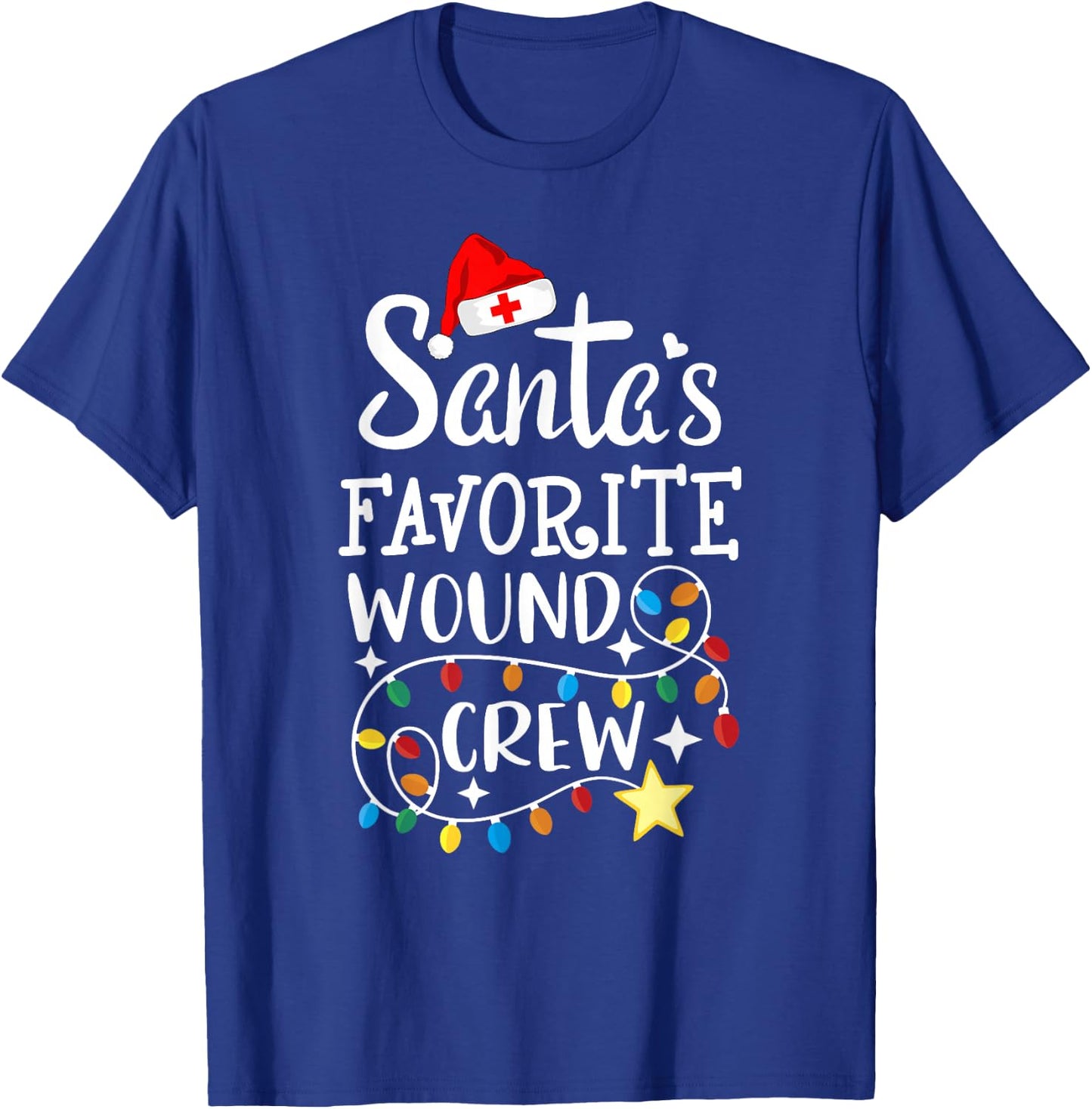 Santa's Favorite Wound Crew Christmas Wound Care Nurse Crew T-Shirt - T-Shirt | Royal