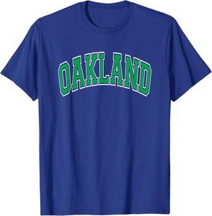 Oakland Arched Green Text T-Shirt - T-Shirt | Royal