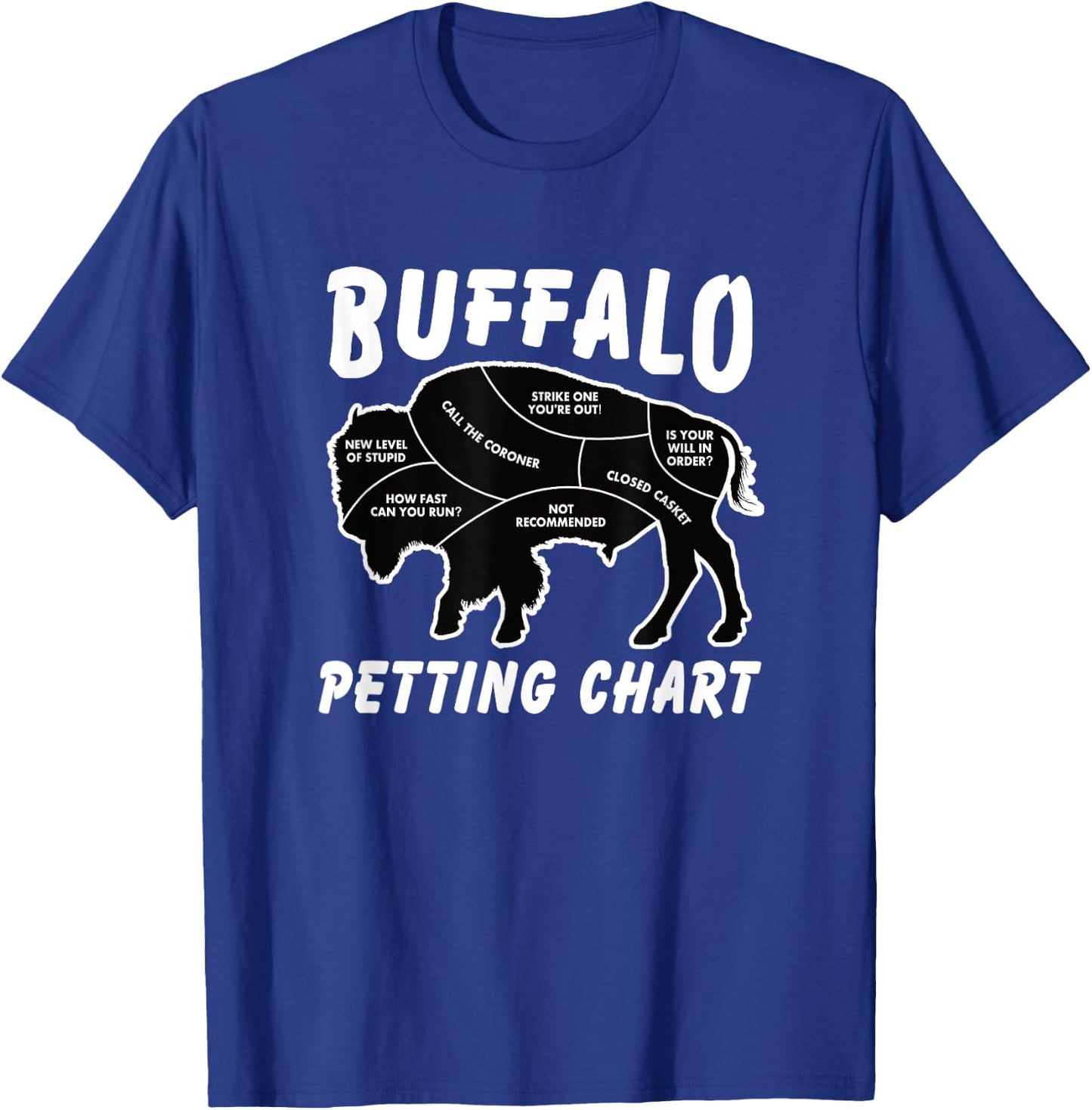 Buffalo Wildlife Petting Chart for Bison Lovers T-Shirt - T-Shirt | Royal