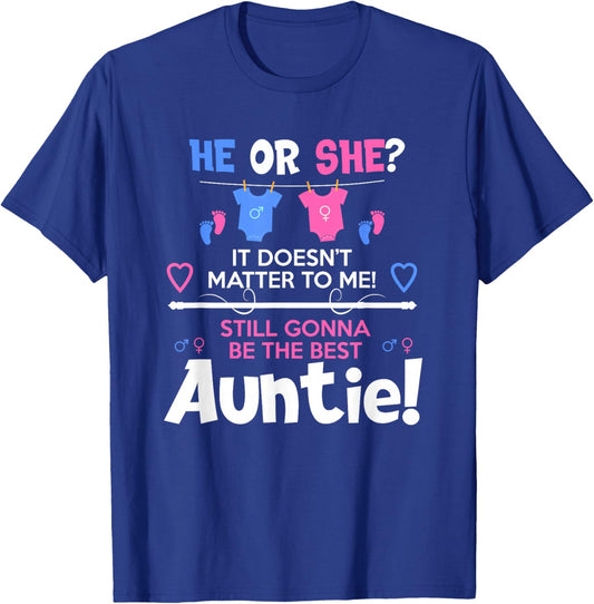 Soon To Be Auntie / Aunt Gender Reveal Boy or Girl T-Shirt - T-Shirt | Royal