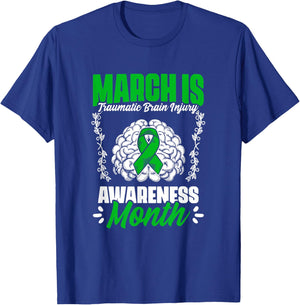 March Is Traumatic Brain Injury Month Surgery TBI Survivor T-Shirt - T-Shirt | Royal