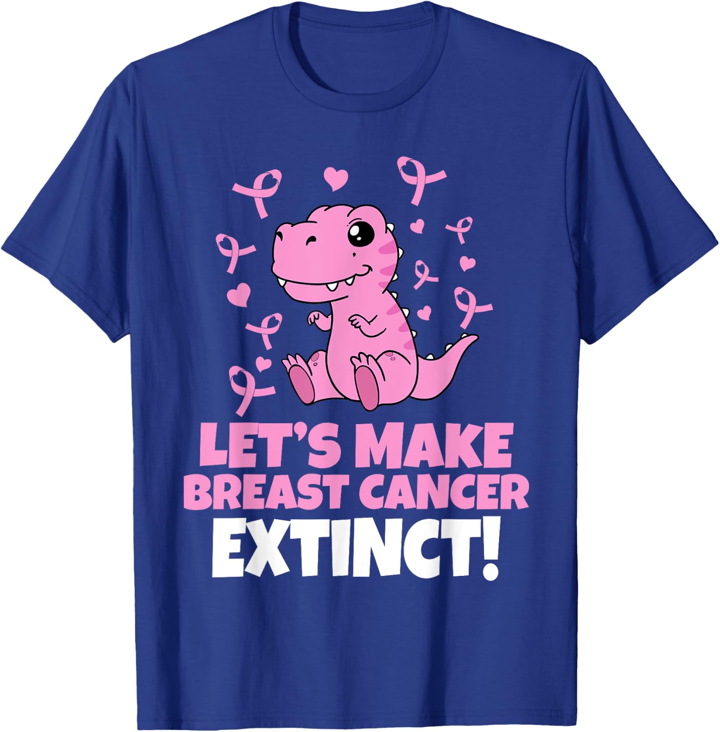 Dino Pink Let's Make Breast Cancer Extinct Kids Toddler Boys T-Shirt - T-Shirt | Royal