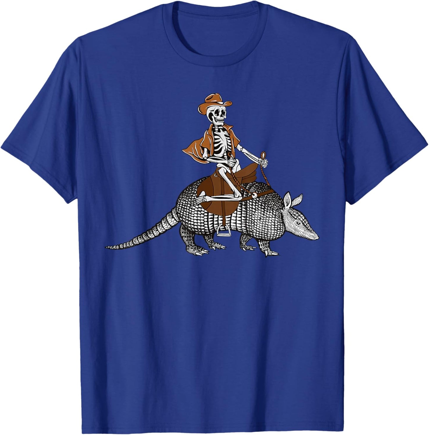 Vintage Cowboy Skeleton Riding Armadillo Western Style T-Shirt - T-Shirt | Royal