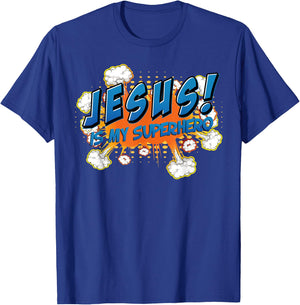 Jesus Is My Superhero Cute Powerful Christian Gift Comic T-Shirt - T-Shirt | Royal