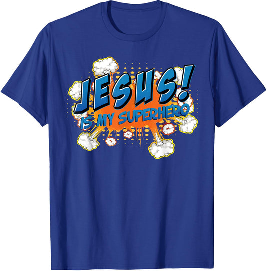 Jesus Is My Superhero Cute Powerful Christian Gift Comic T-Shirt - T-Shirt | Royal