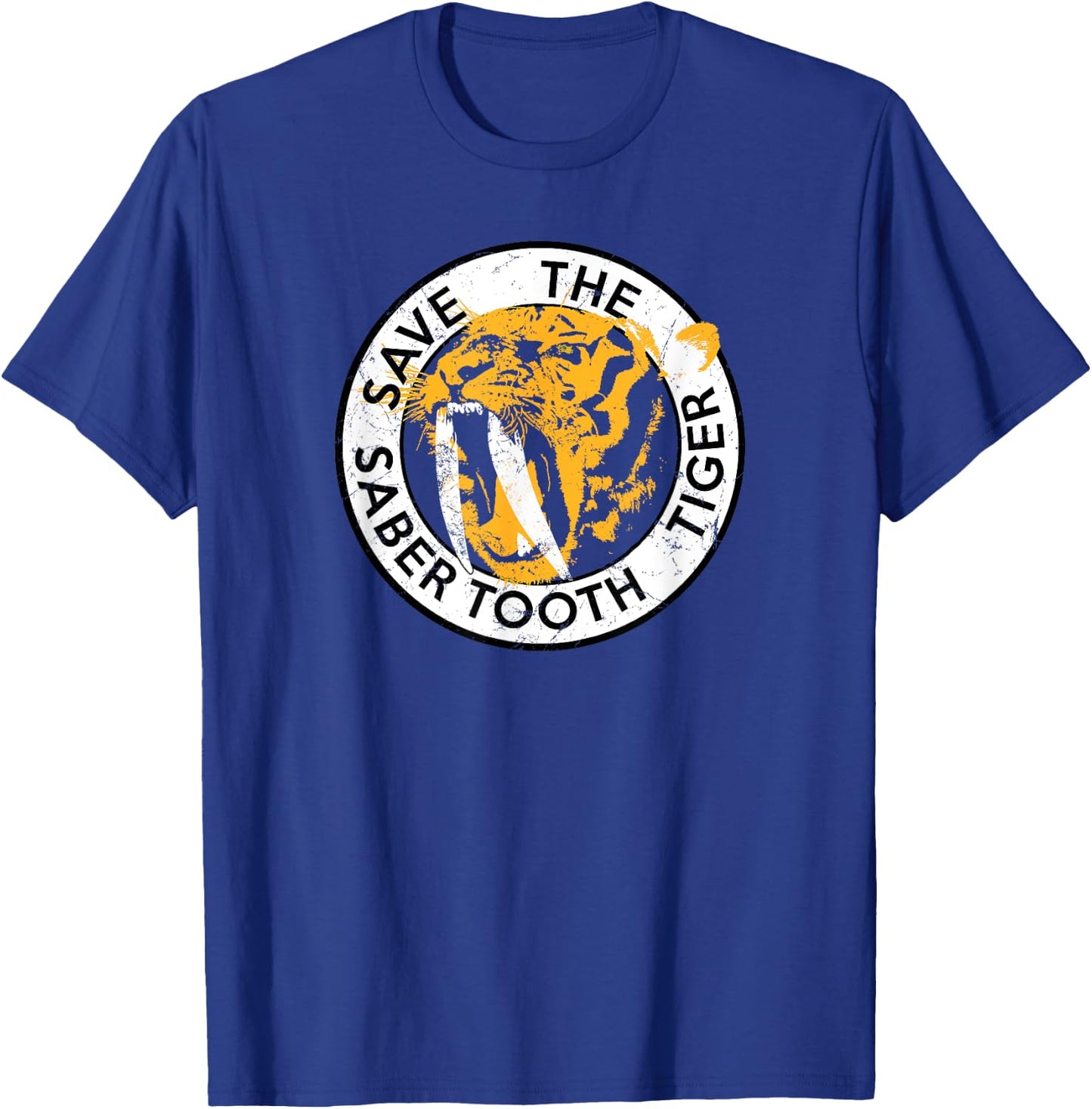 Saber-Tooth Tiger Big Cat Conservation Retro T Shirt Men Women Girls Kids T-Shirt - T-Shirt | Royal