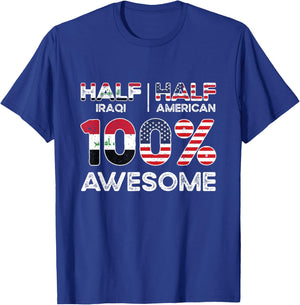 Iraqi American Patriot USA Grown Iraq US Flag T-Shirt - T-Shirt | Royal