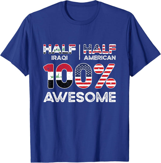 Iraqi American Patriot USA Grown Iraq US Flag T-Shirt - T-Shirt | Royal
