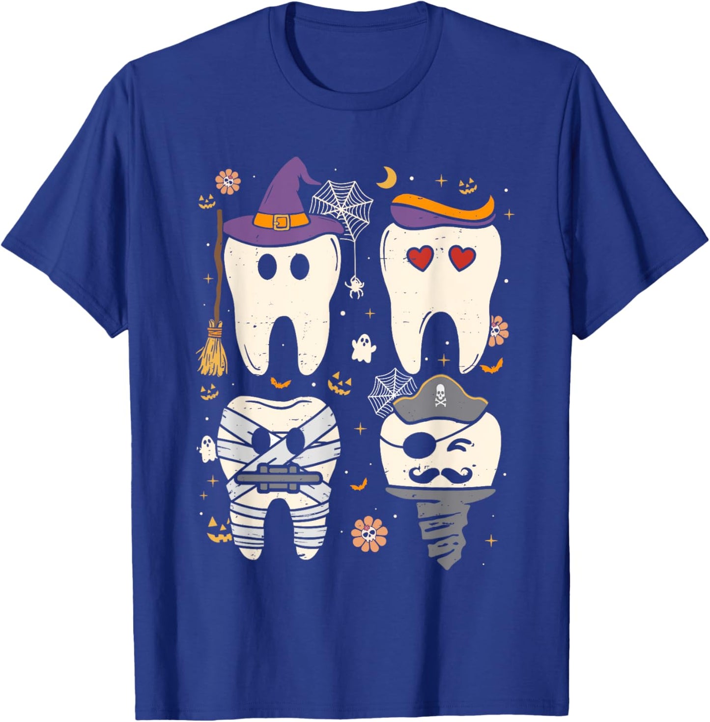 Halloween Dentist Witch Teeth Dental Crew Costume Men Women T-Shirt - T-Shirt | Royal