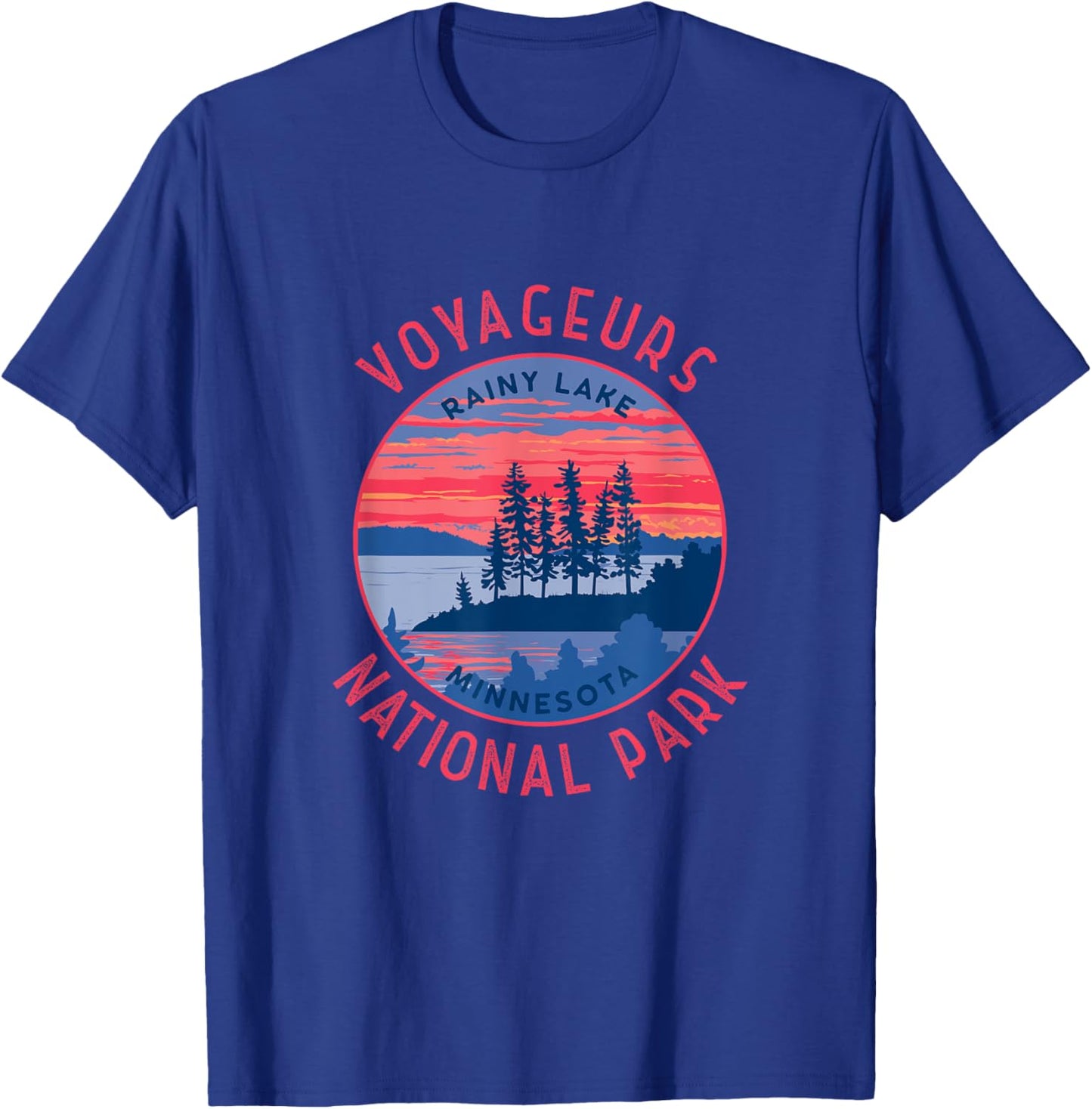 Voyageurs National Park Rainy Lake Retro Distressed Circle T-Shirt - T-Shirt | Royal