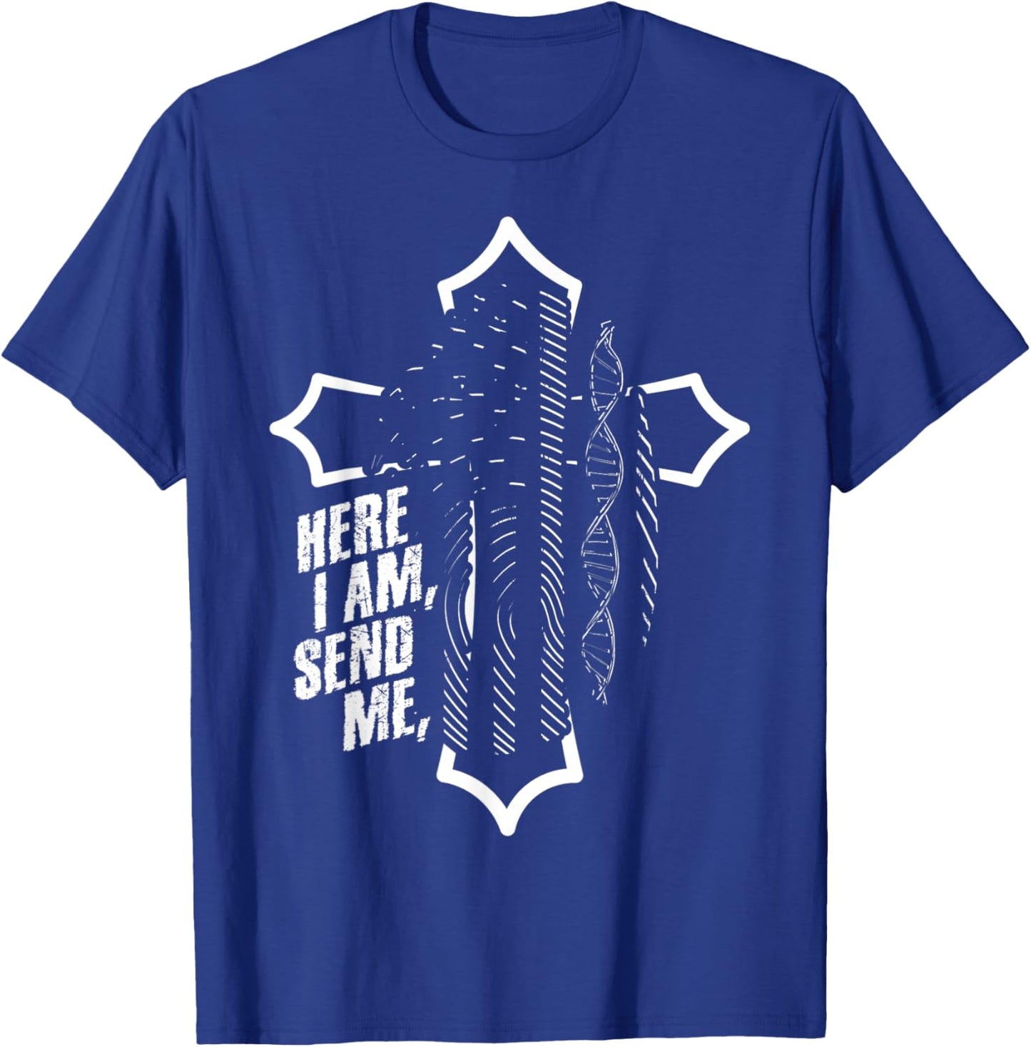 Here I Am Send Me - Isaiah 6:8 Scripture Flag Bible Verse T-Shirt - T-Shirt | Royal