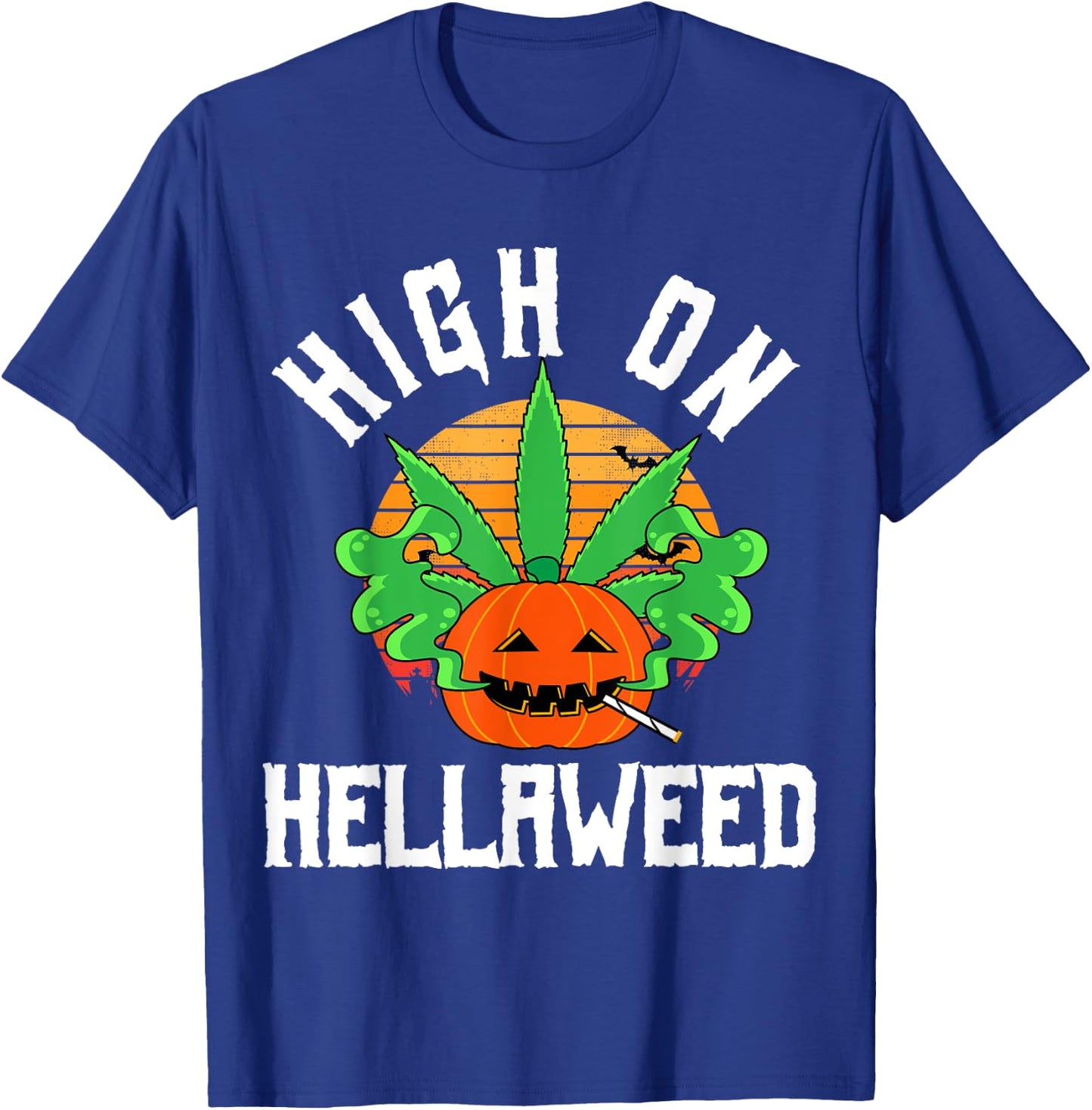 Pumpkin Smoking Weed Costume Retro Funny Halloween Gifts T-Shirt - T-Shirt | Royal