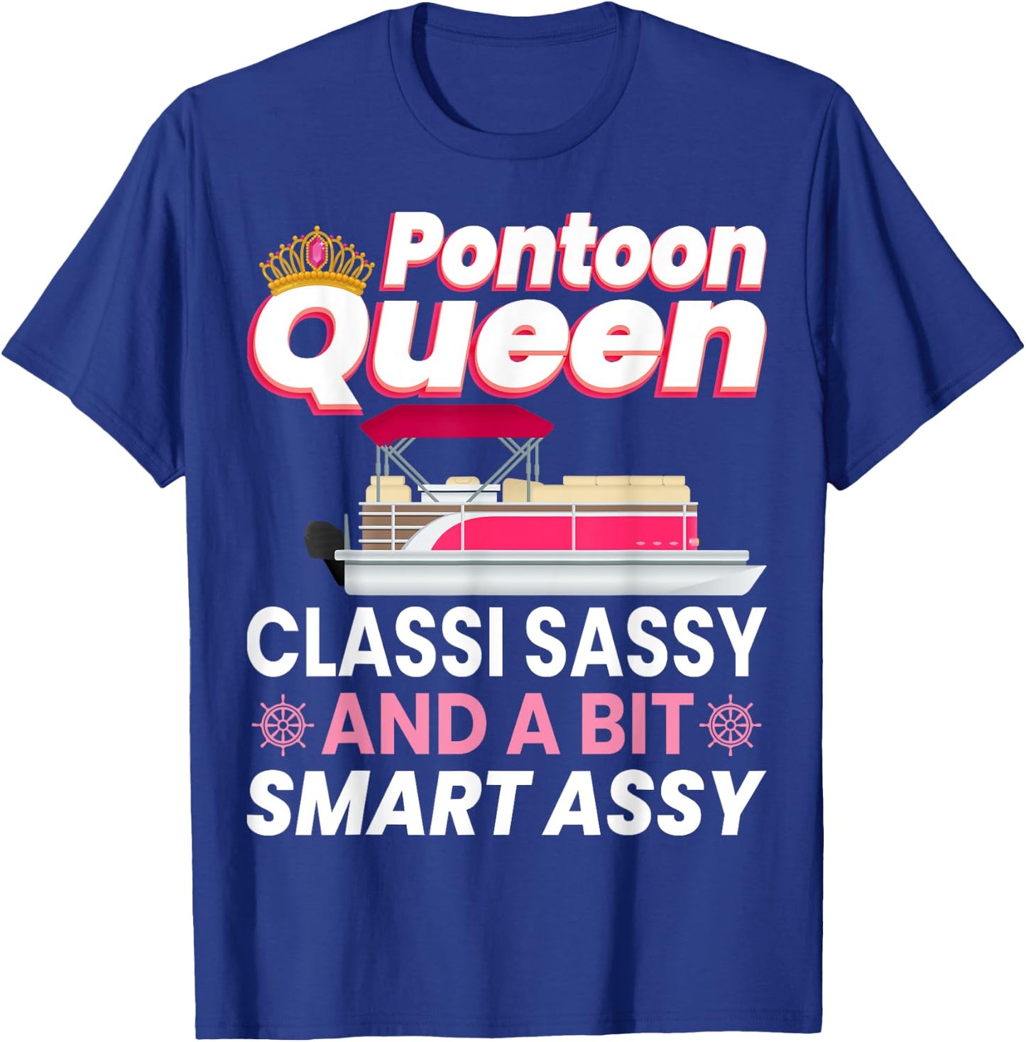 Pontoon Queen Gift Pontoon Boating Mom Women Girl Lover T-Shirt - T-Shirt | Royal