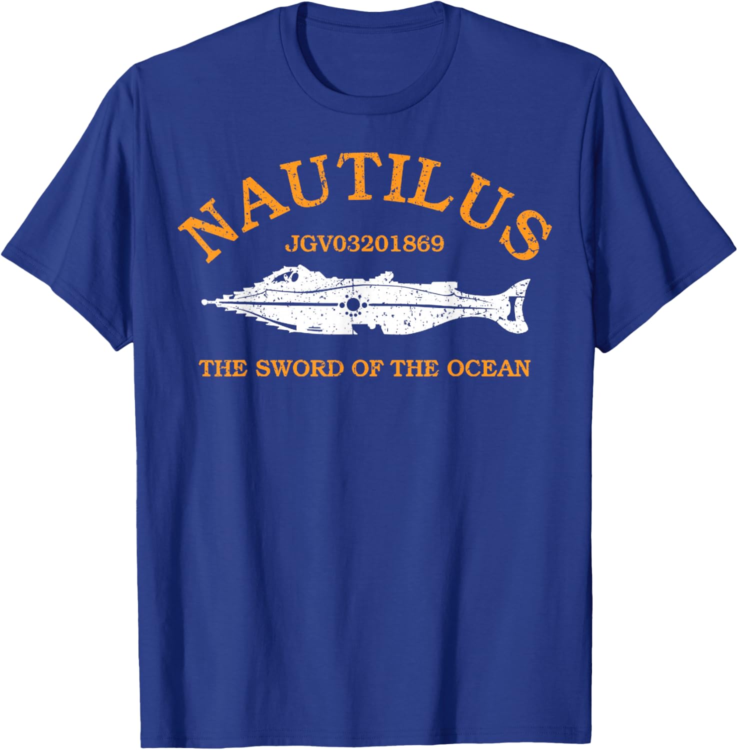 Vintage The Nautilus Black Retro Animal Graphic , -Adults, Small, Short Sleeve, Classic Fit, Cotton 90% Polyester 10% T-Shirt - T-Shirt | Royal