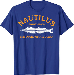 Vintage The Nautilus Black Retro Animal Graphic , -Adults, Small, Short Sleeve, Classic Fit, Cotton 90% Polyester 10% T-Shirt - T-Shirt | Royal