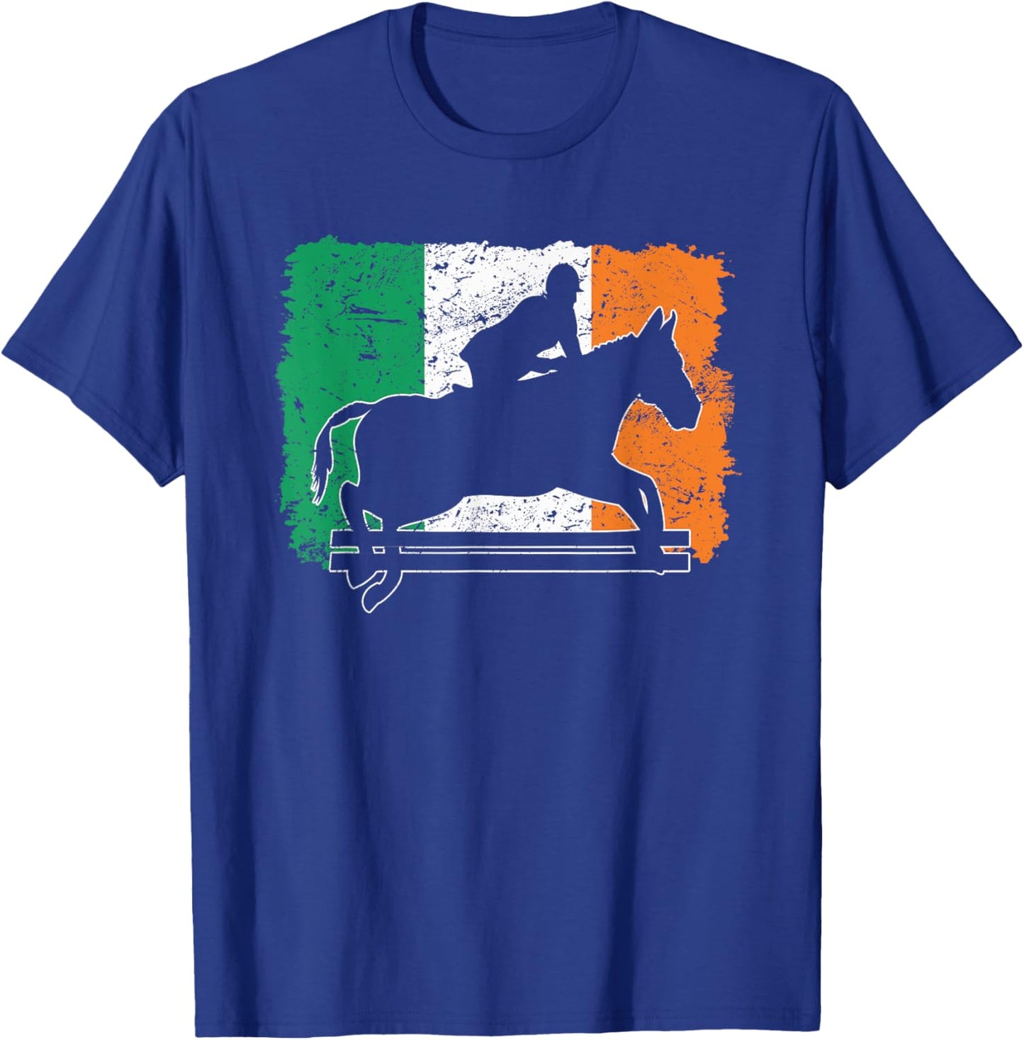 Ireland Flag Vintage Irish Flag Horse Jumping Equestrian T-Shirt - T-Shirt | Royal