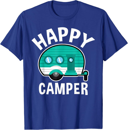 Happy Camper Camping Car Caravan Funny Vacation T-Shirt - T-Shirt | Royal