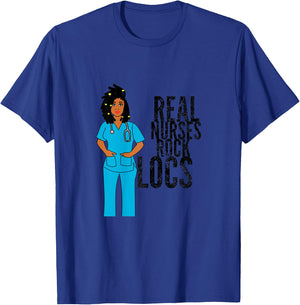 Black African American Nurse natural hair locs dreadlocks T-Shirt - T-Shirt | Royal