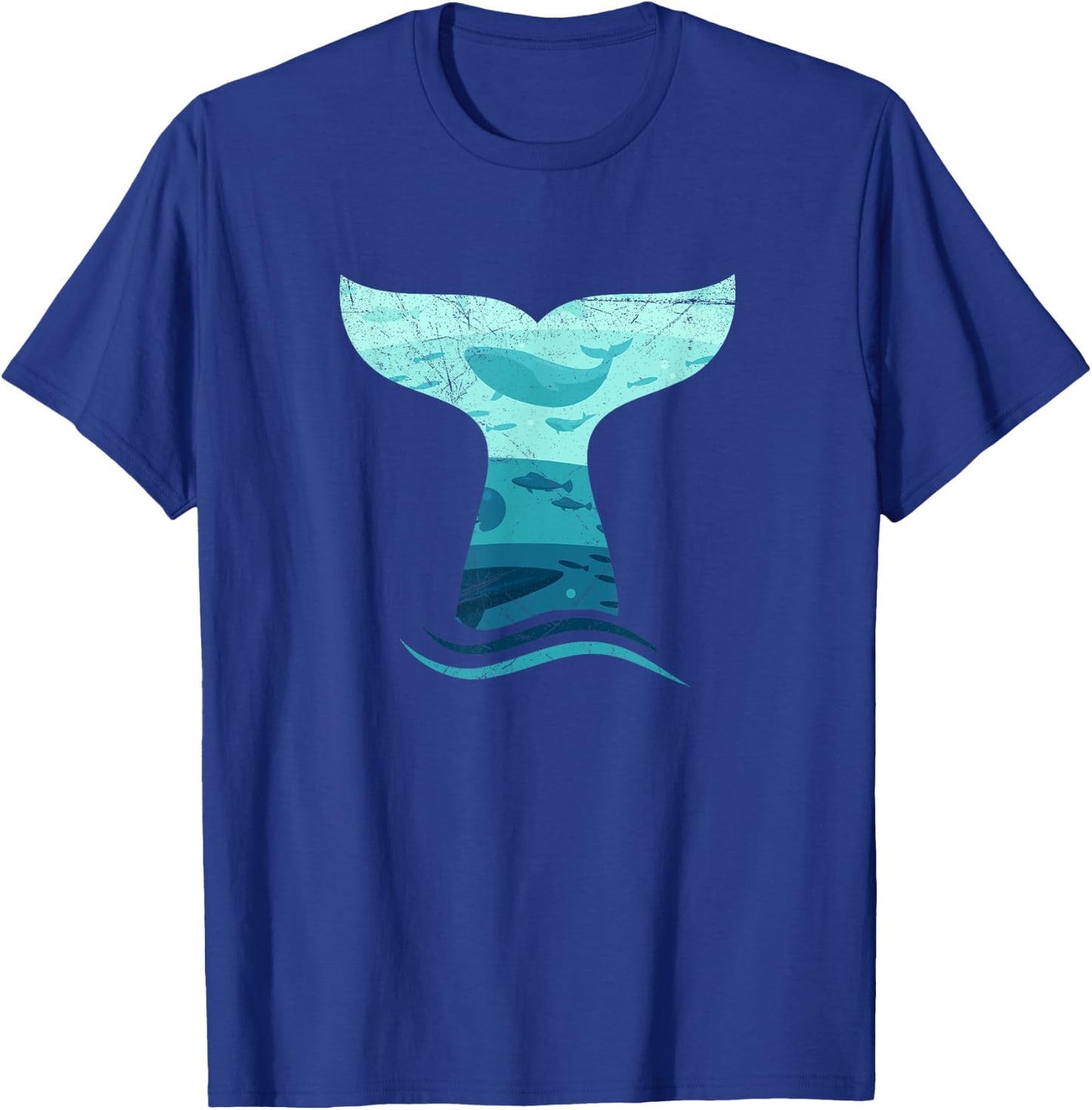 Whale Tail in Waves | Orca Ocean T-Shirt - T-Shirt | Royal