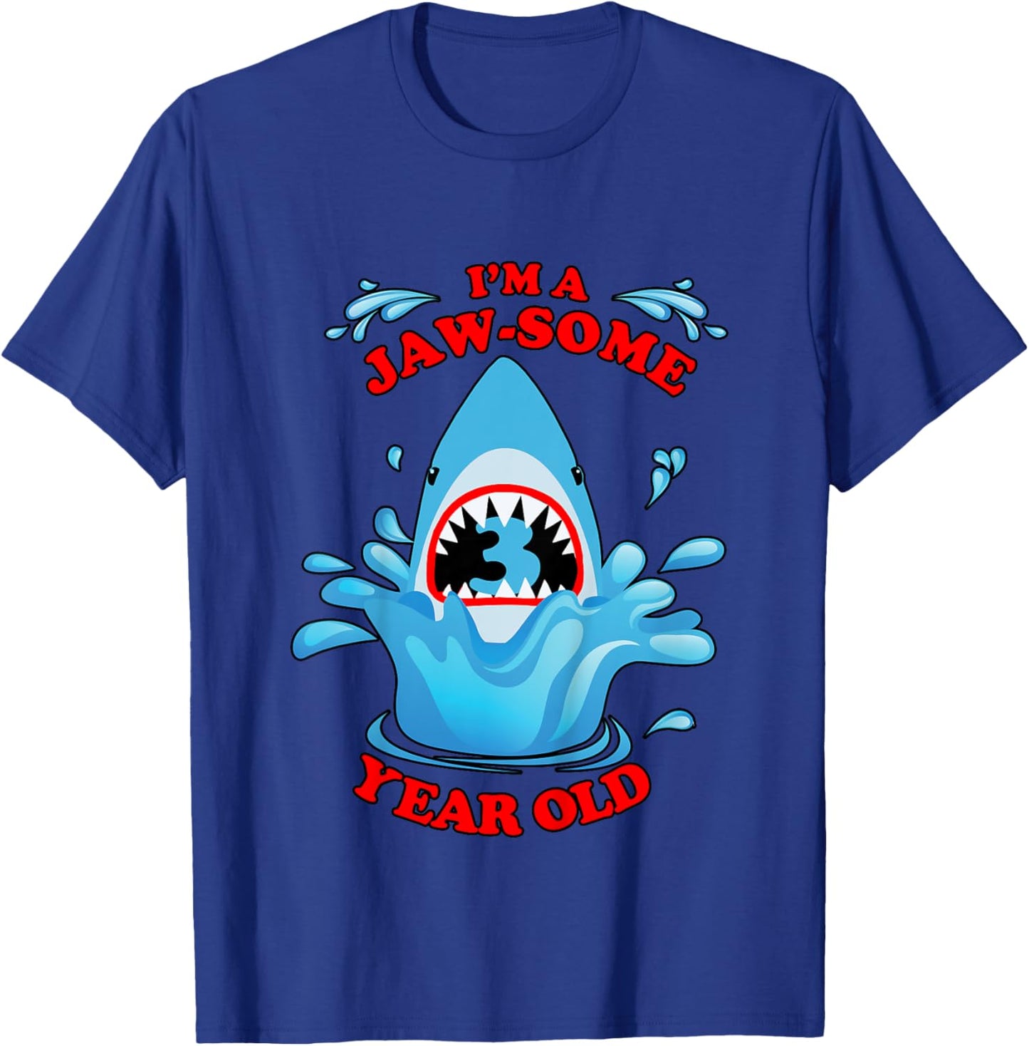 3rd Birthday Party for Shark Lover I'm a Jawsome 3 Year Old T-Shirt - T-Shirt | Royal