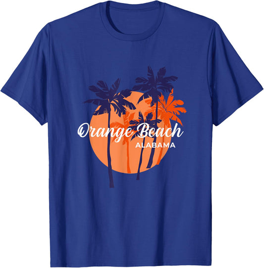 Palm Trees And Sun Summer Vacation Orange Beach Alabama T-Shirt - T-Shirt | Royal