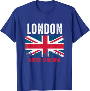 London England United Kingdom Flag Vintage UK British City T-Shirt - T-Shirt | Royal