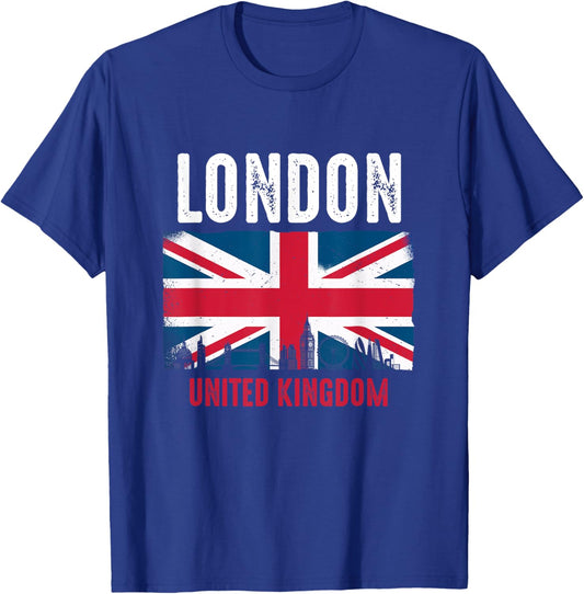 London England United Kingdom Flag Vintage UK British City T-Shirt - T-Shirt | Royal