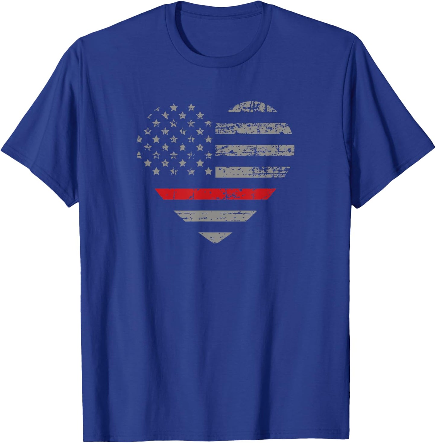 Thin Red Line Heart American Flag T-Shirt - T-Shirt | Royal