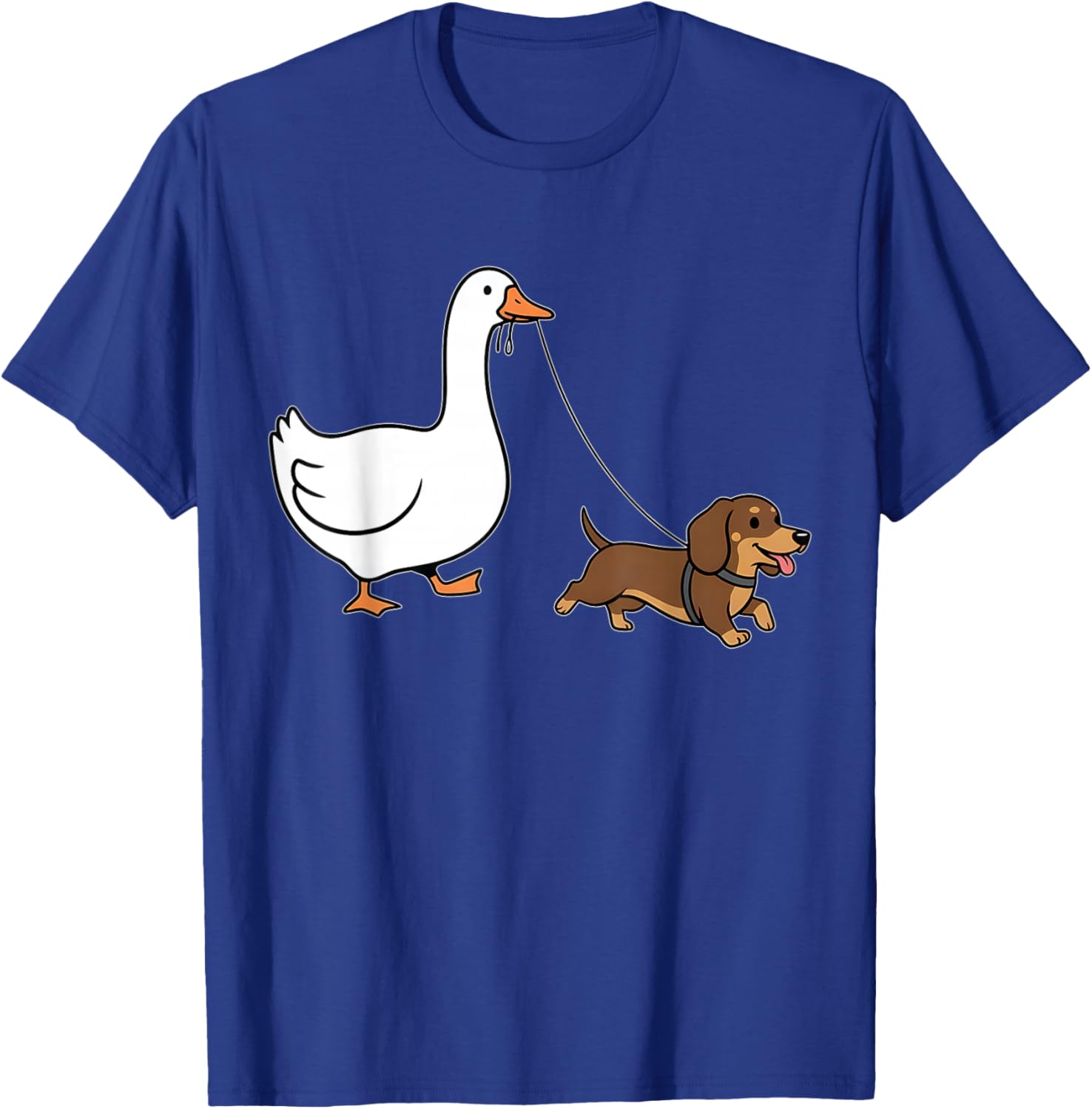 Funny Silly Goose Walking Dachshund Dog Animal Lover Women T-Shirt - T-Shirt | Royal