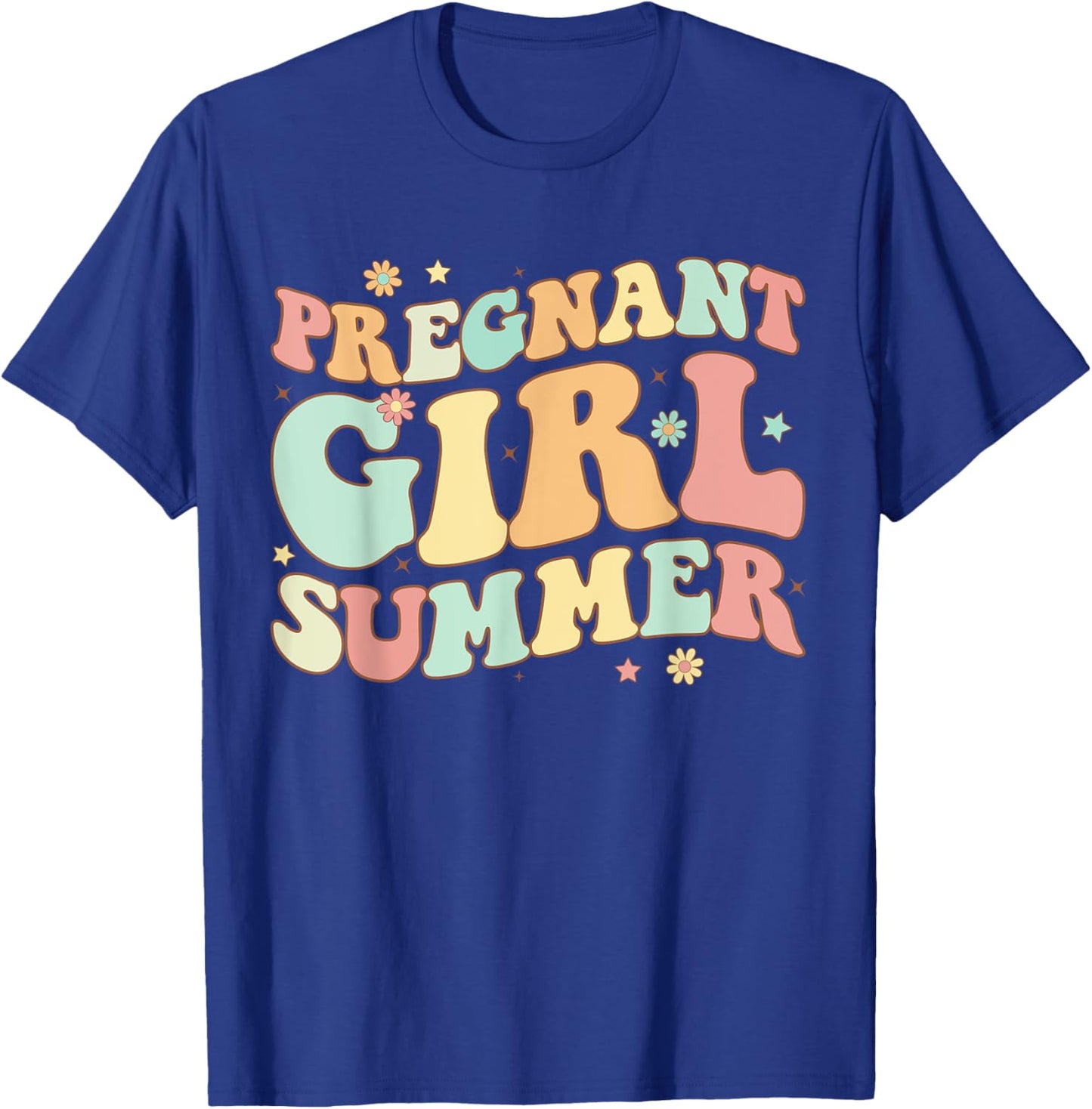 Groovy Pregnancy Reveal Pregnant Girl Summer Baby Shower T-Shirt - T-Shirt | Royal