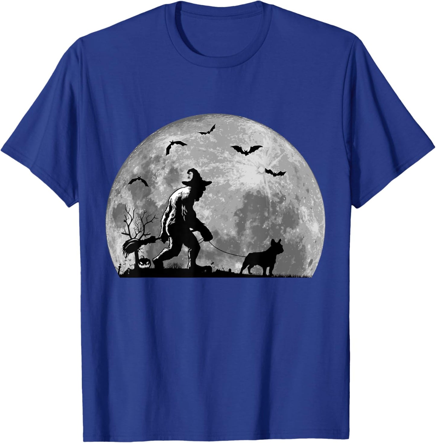 Bigfoot Walking French Bulldog Dog Sasquatch Halloween T-Shirt - T-Shirt | Royal