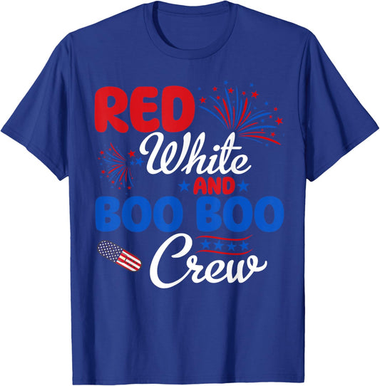Red White And Boo Boo Crew 4th Of July Nurse Nursing Men T-Shirt - T-Shirt | Royal