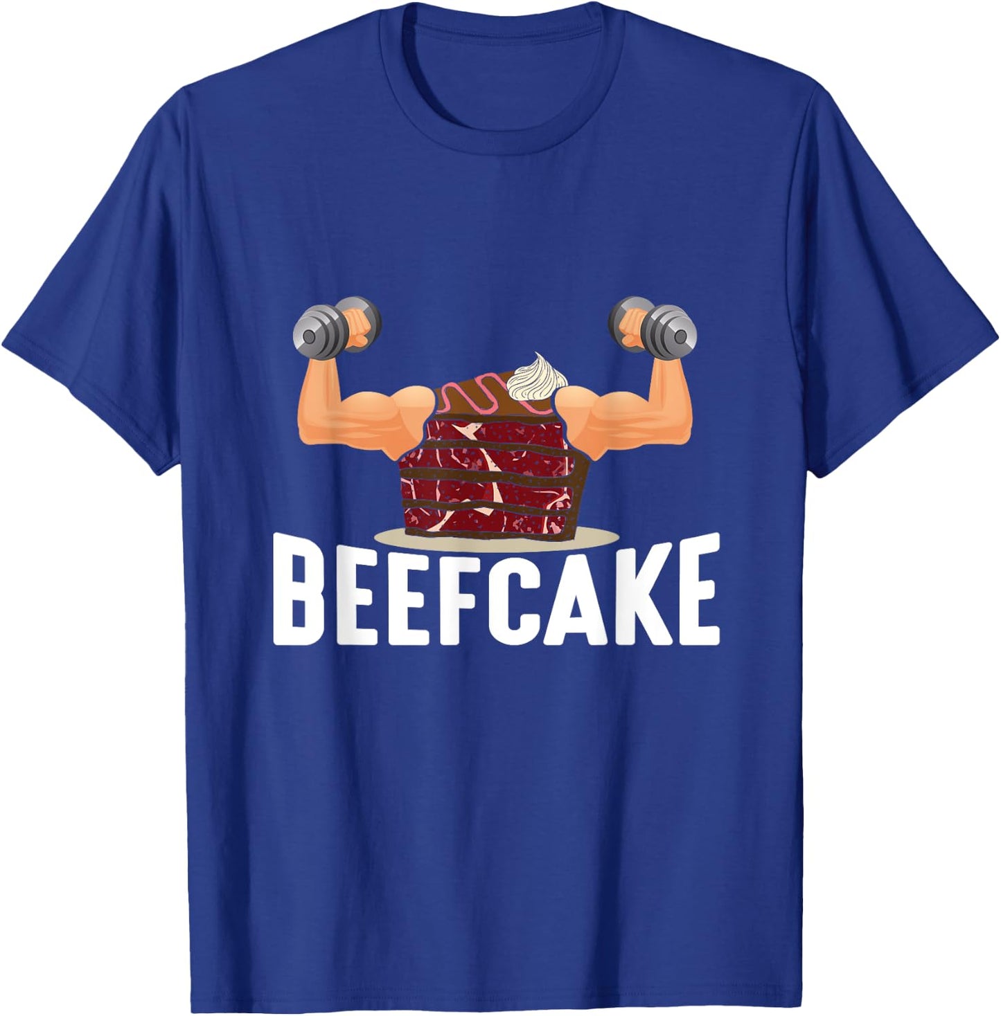 Beefcake Muscle Cake Weight Lifter Bodybuilder Word Game T-Shirt - T-Shirt | Royal